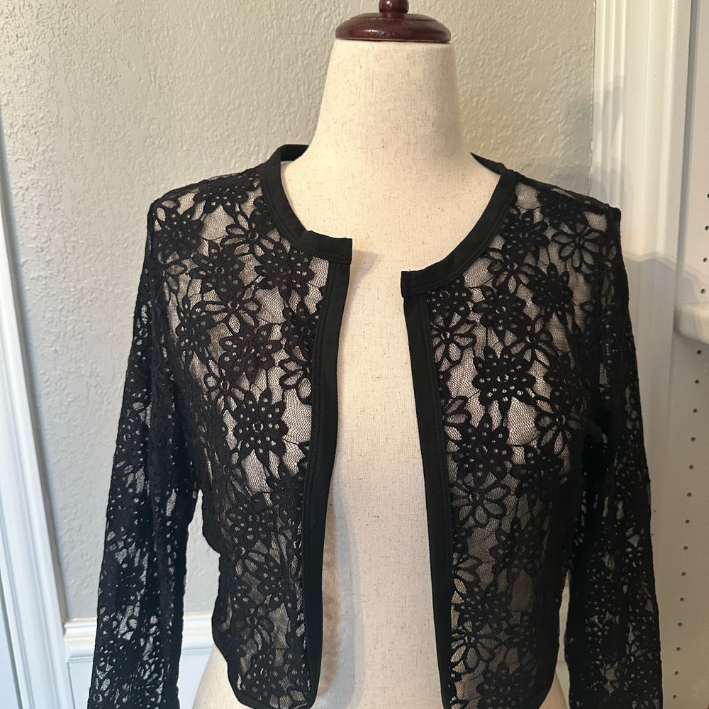 2 Lace Floral Cardigans: Black and Ivory